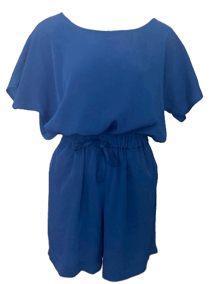 Women batwing sleeve belted short pant  jumpsuit