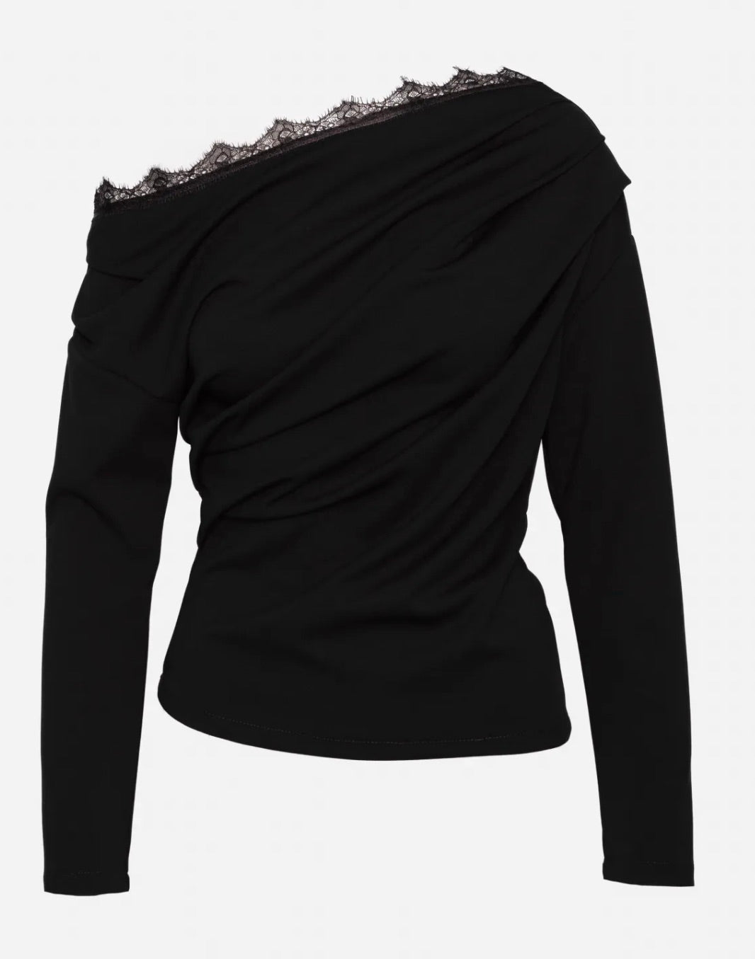 one side off shoulder black blouse 736