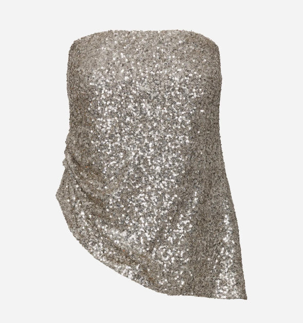 Assemetric strapless  shirt 858