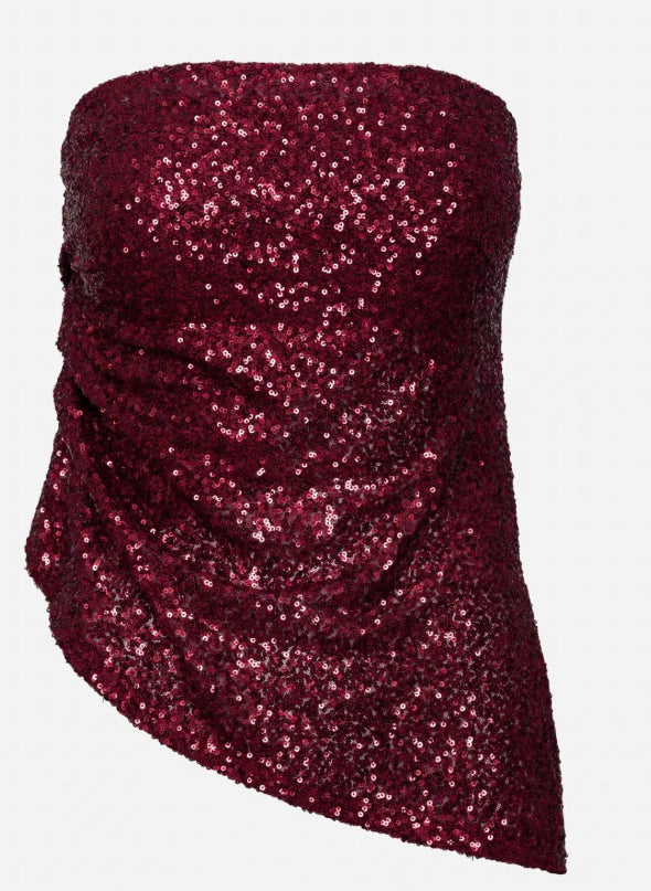 Assemetric strapless  shirt 858