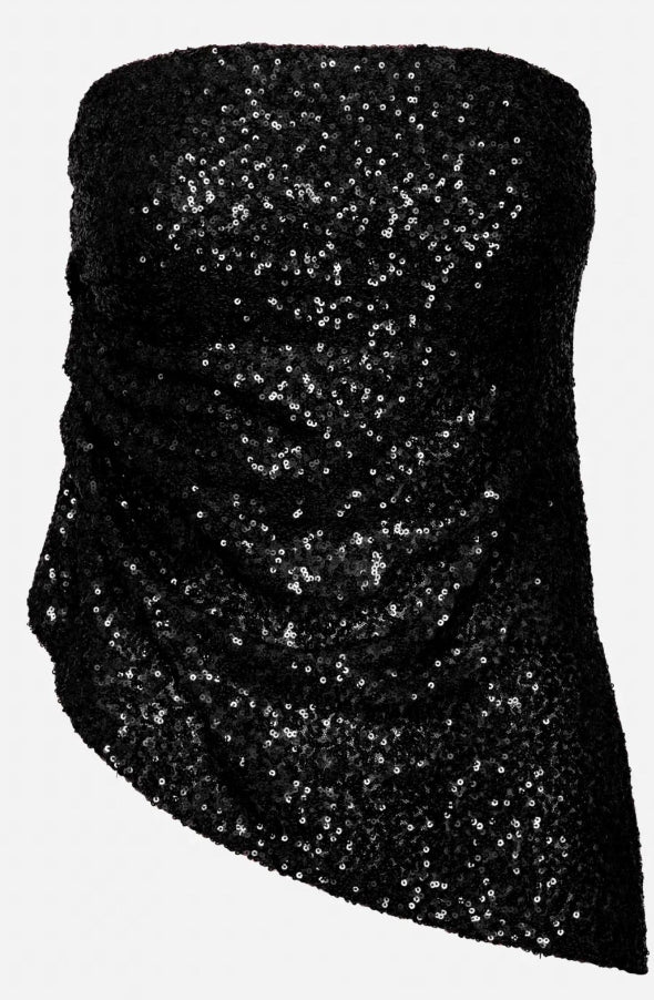 Assemetric strapless  shirt 858