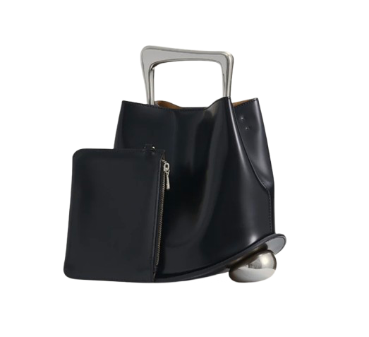 Leather black  silver  medium bag