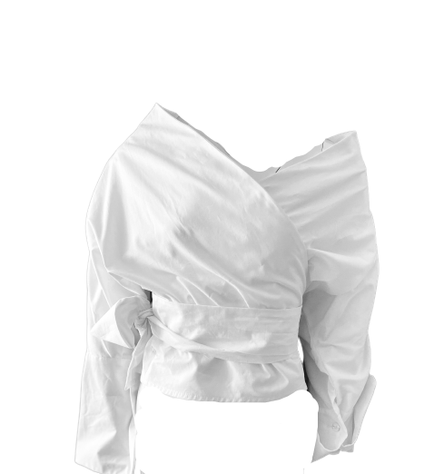 White Cotton shirt with tie detail
