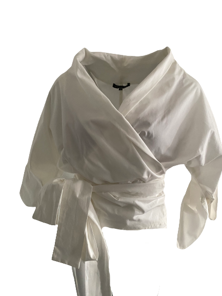 White Cotton shirt with tie detail