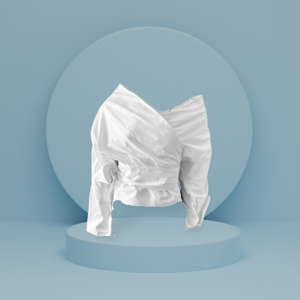 White Cotton shirt with tie detail